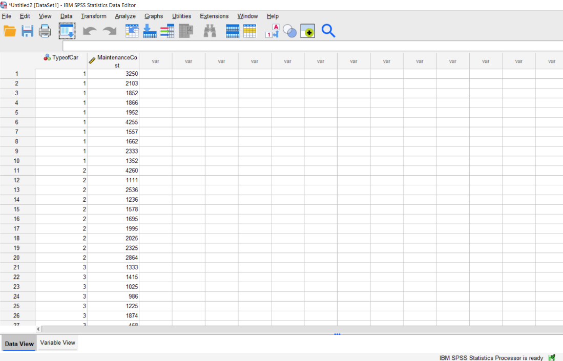 IBM SPSS Statistics Data Editor Excel file