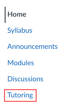 Tutoring button in Canvas navigation boxed