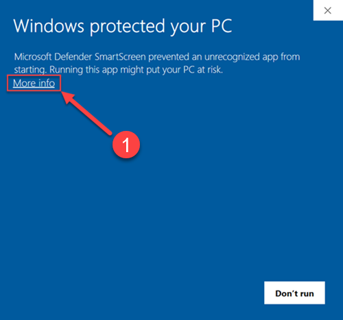 Windows Firewall Page with More Info button highlighted