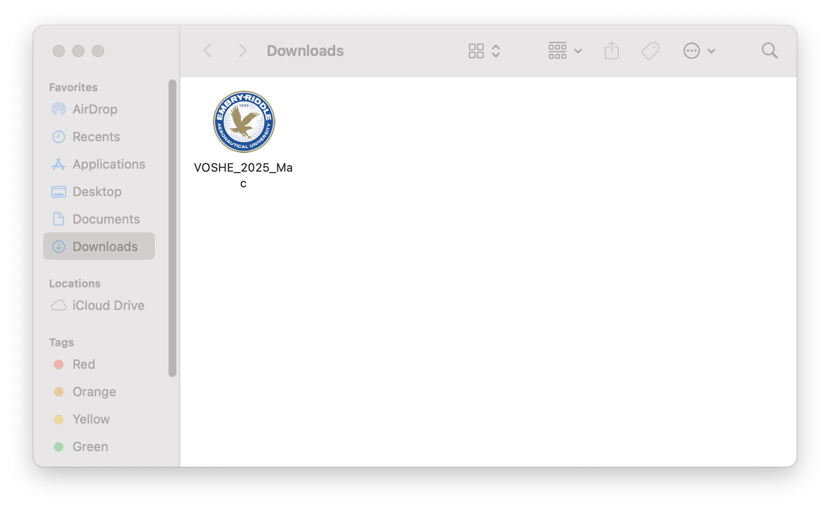 Mac Downloads page with VOSHE_2025_Mac.zip highlighted 