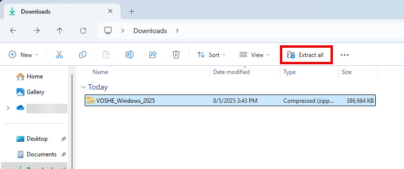 Windows Explorer with Compressed Folder Tools selected and Extract All button highlighted