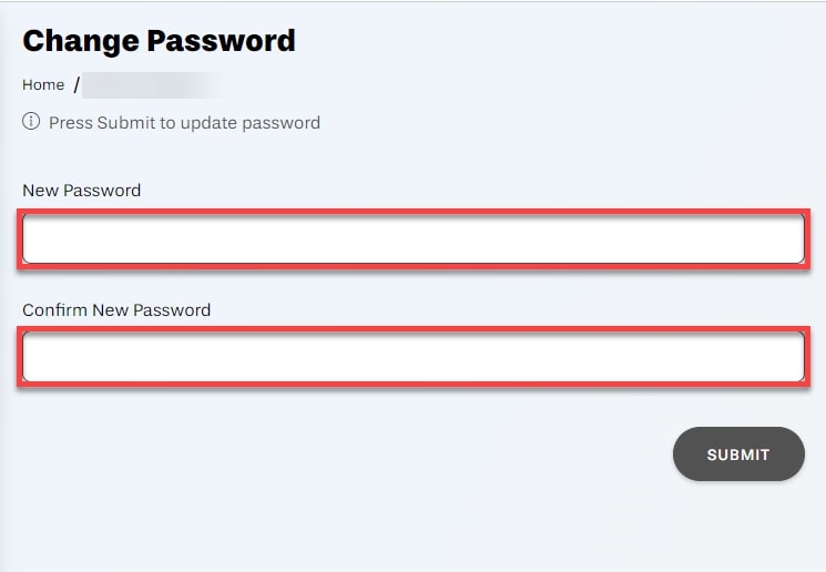 Fill out the New Password field outlined, then re-enter your New Password into the Confirm New Password field outlined