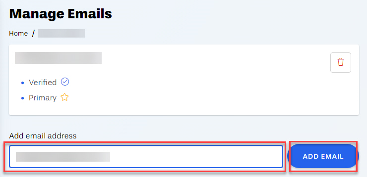 Select the textbox outlined to add an email, then select the add email button outlined