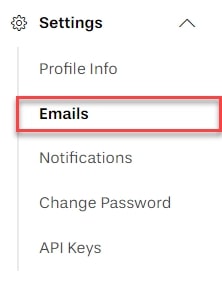 In the menu select emails outlined