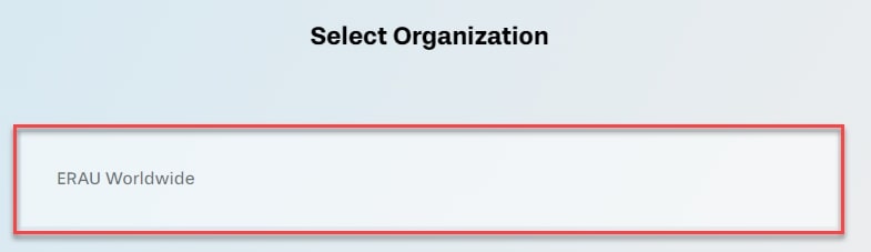 Select Organization with organization outlined