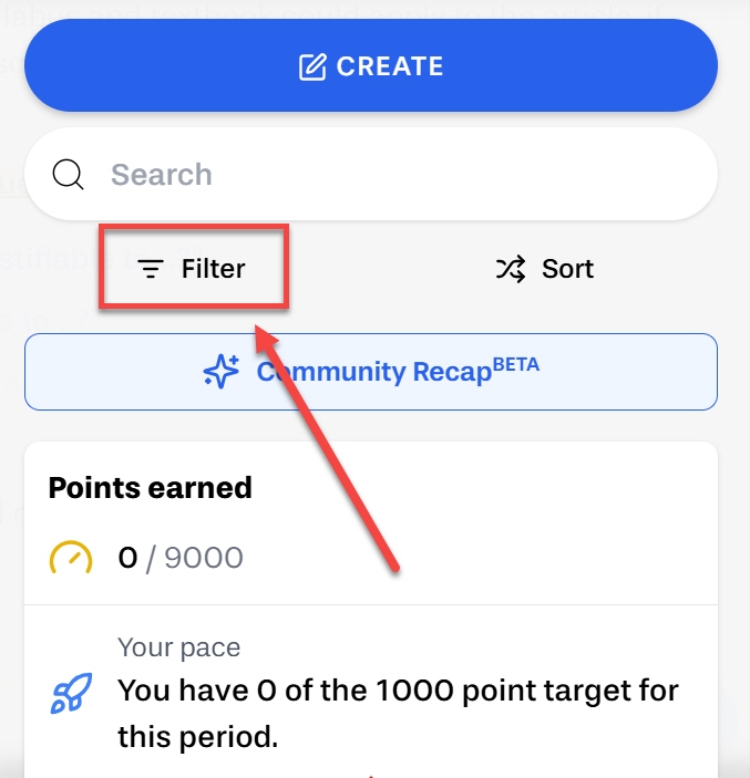 In your community, select Filter outlined