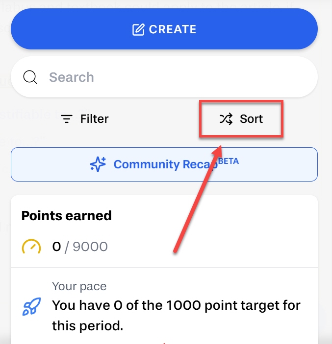 In your community, select Sort outlined