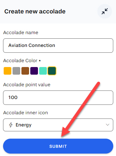 After filling in specified fields, select submit arrowed to