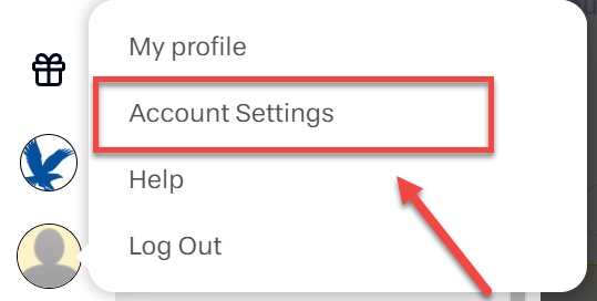 In Profile Icon, select account settings, outlined and arrowed to