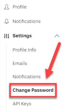 In the menu, select Change Password outlined and arrowed to
