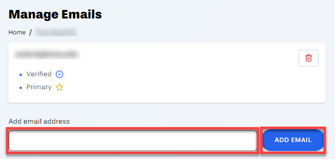 Select the textbox outlined to add an email, then select the add email button outlined