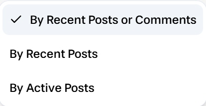Sort option menu