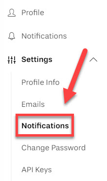 In the menu select notifications outlined and arrowed to