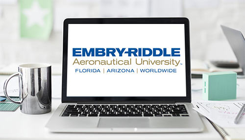 laptop computer with an Embry-Riddle logo