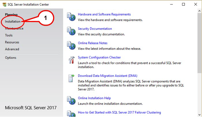 SQL Installation Center