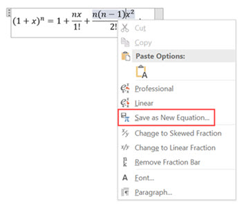 Save as New Equation