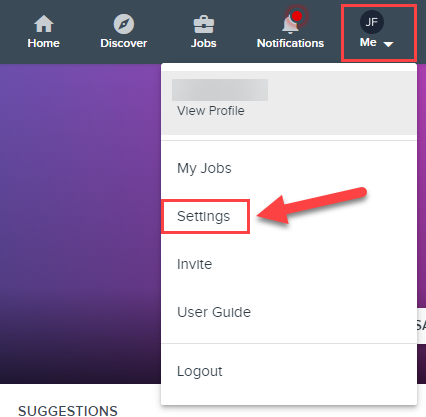 Selecting settings in ePortfolio