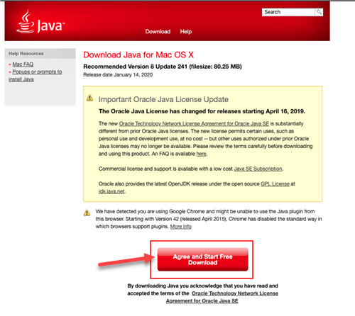 User Agreement for Java