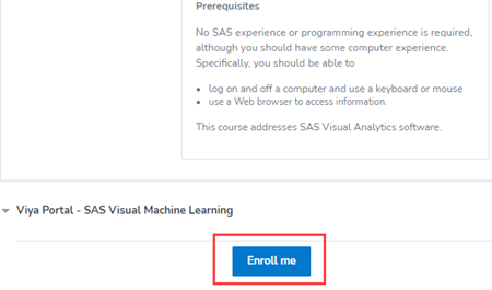 Enroll me in SAS Viya course