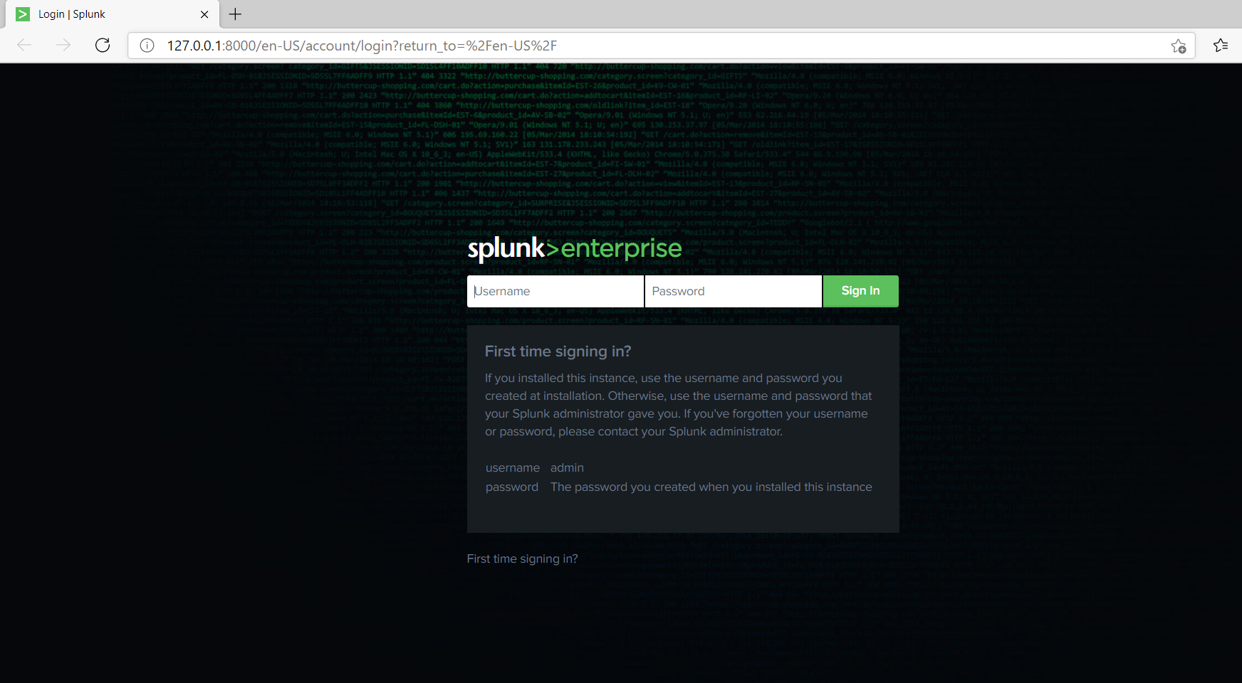 Login to Splunk