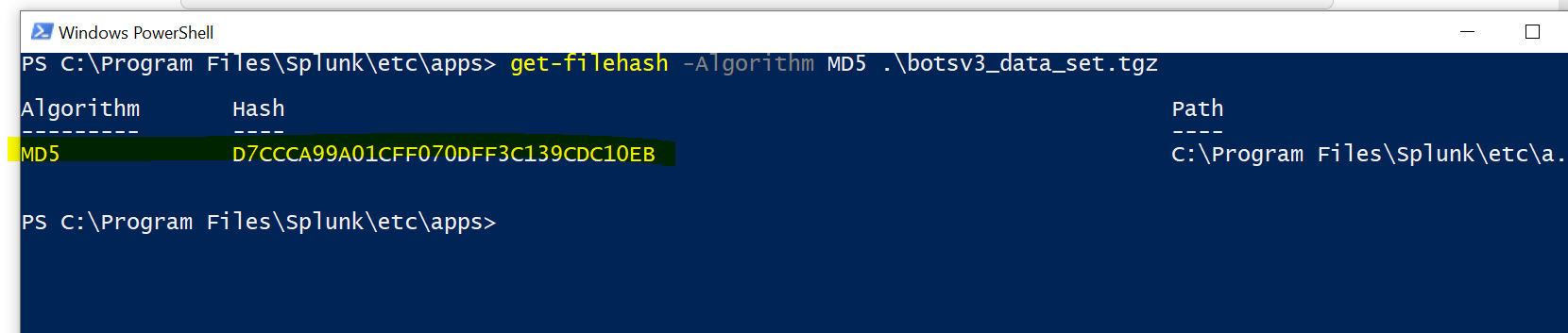 Example of MD5 hash in PowerShell