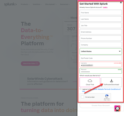 Splunk register