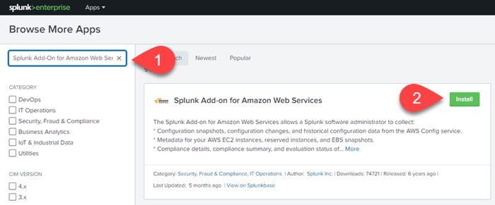 Search for Splunk app