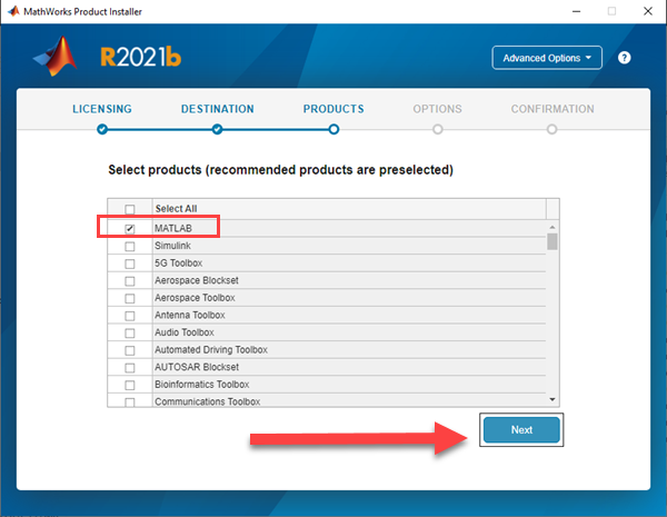 Choosing MATLAB software to install