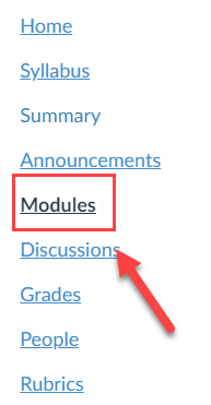 Modules Link in Canvas