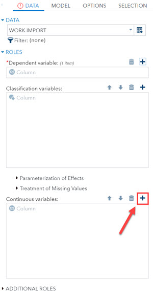 Adding continuous variable