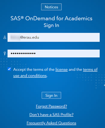 Sign into SAS