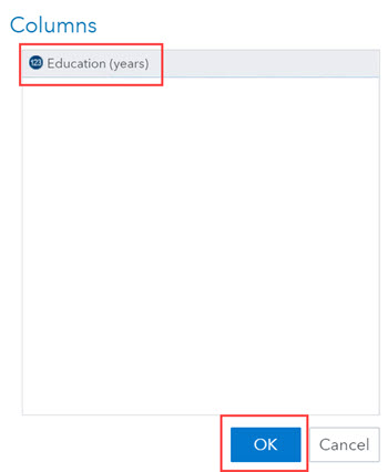 Selecting the continuous variable