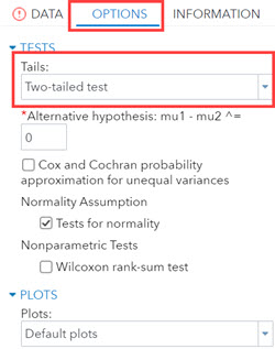 Setting for two-tailed test