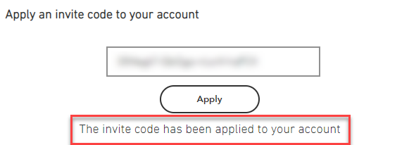 Invite Code Applied