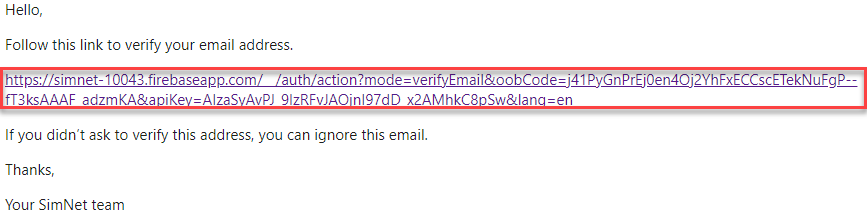 SIMNET Email Verification