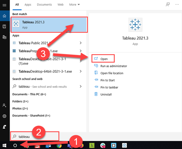 Opening Tableau Desktop