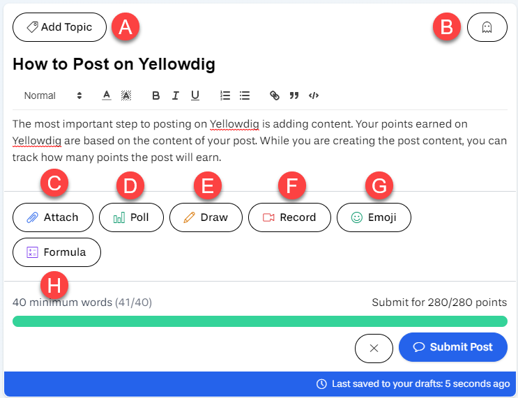 Yellowdig Post Features