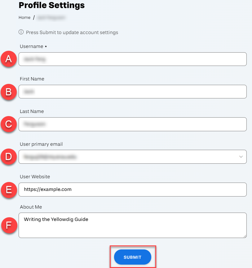 Yellowdig Profile Settings