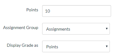 Assignment details such as points and group