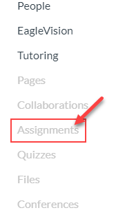 Assignments option in course navigation